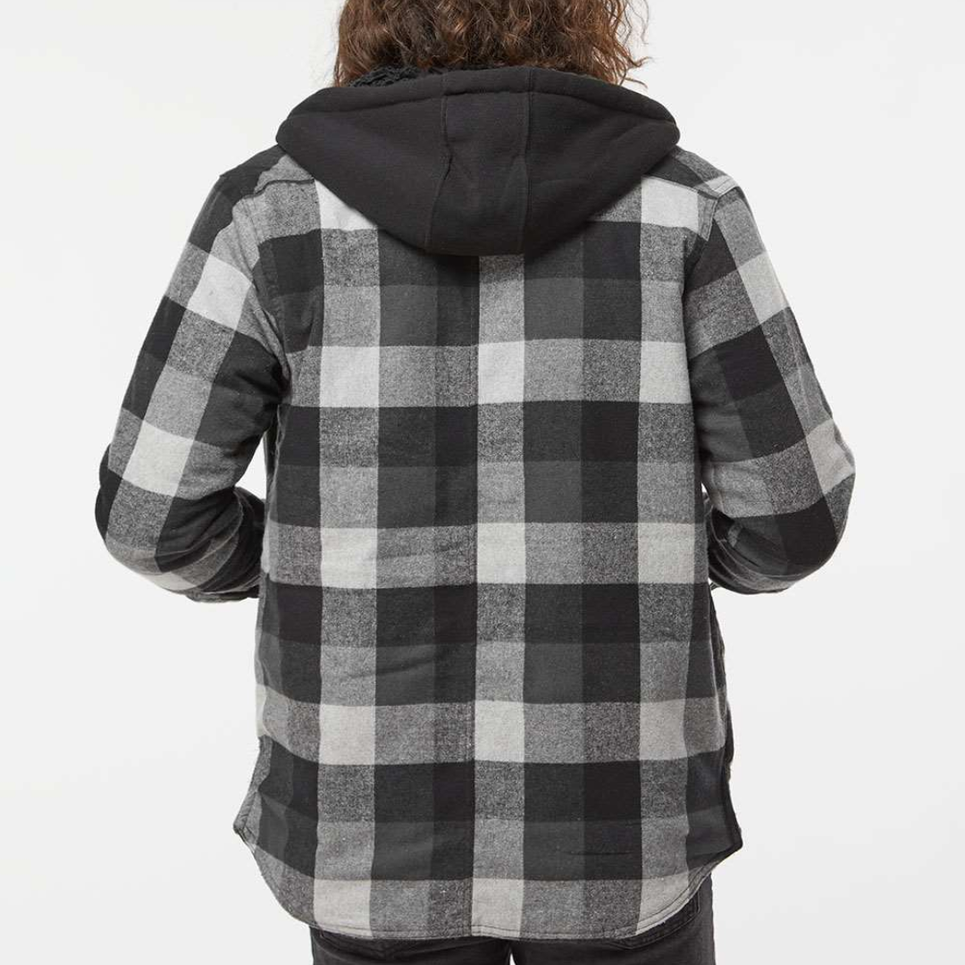 ジャケット・アウター pitohui black cotton silk flannel ZENTHACE Men's Quilted Lined Flannel Hooded Shirt Jacket